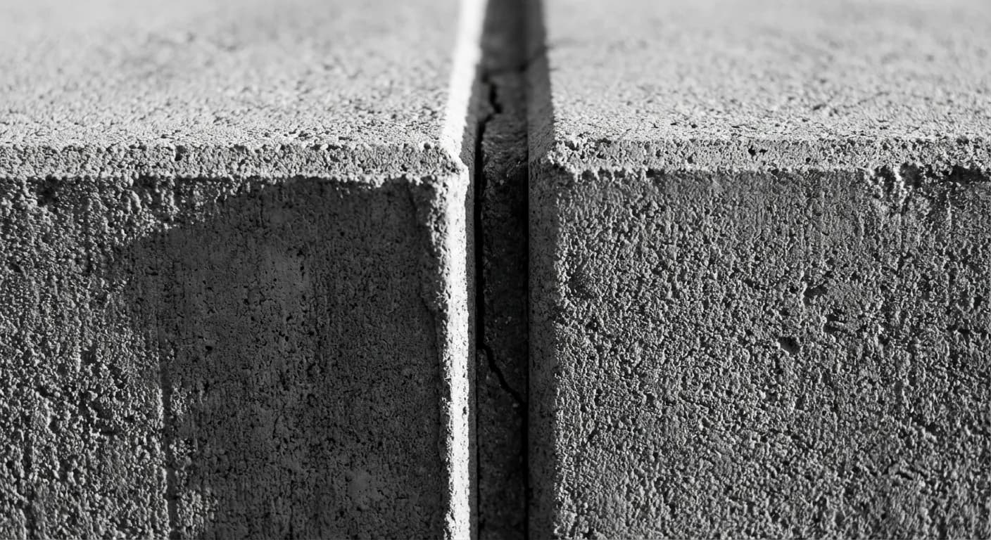 Parpaing rectifié inconvénients : les 5 pièges à éviter Gros plan sur l'assemblage précis et millimétré de deux parpaings rectifiés